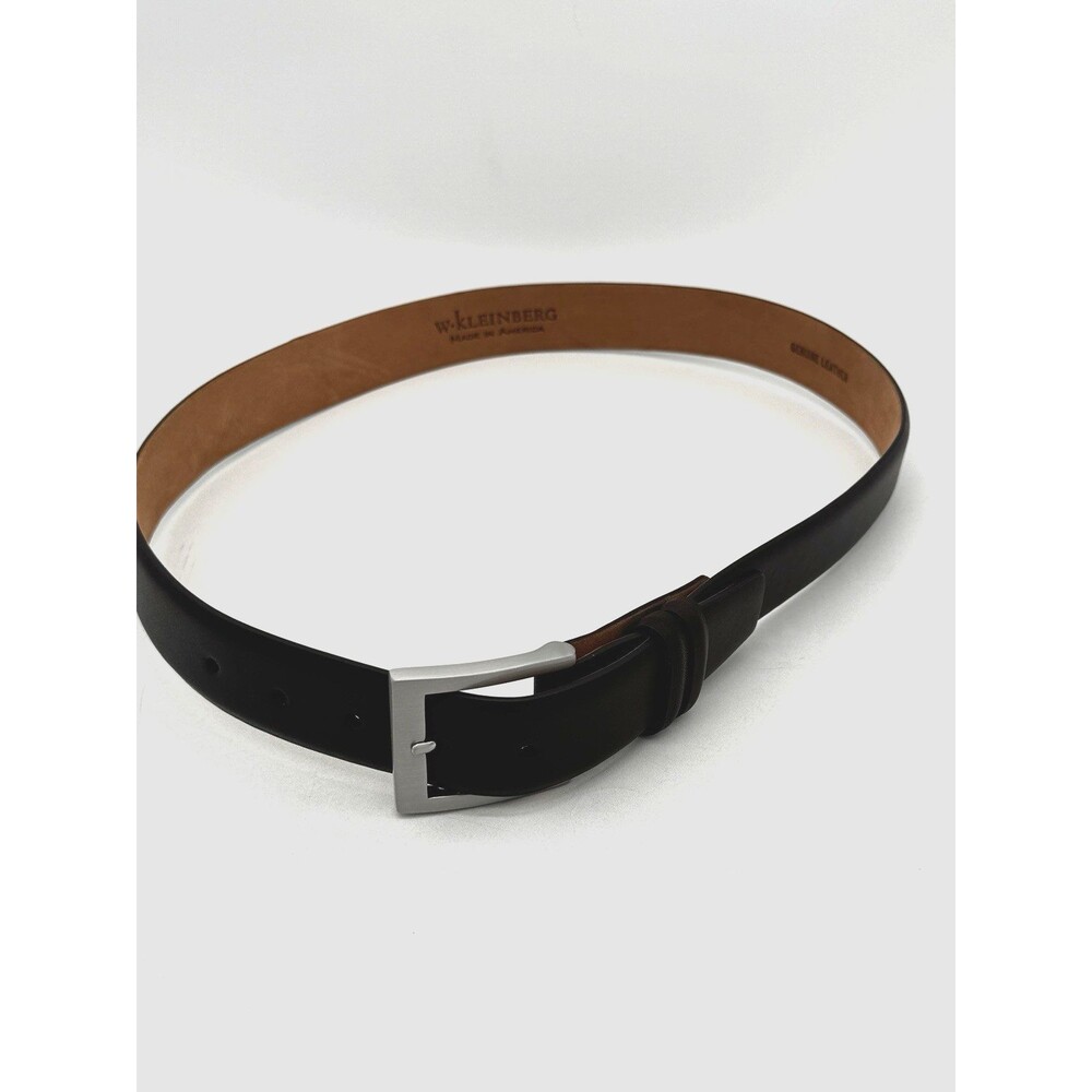 W Kleinberg Leather Dress Belt Mens 34 Dark Brown Brushed Nickel Buckle